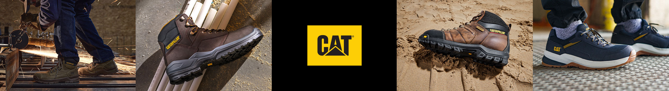 Caterpillar Banner with pictures of boots